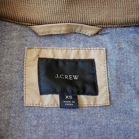 J.Crew Mens Cruiser Harrington Jacket XS Tan 2-Way Zipper Cotton Blend Pockets - Picture 6 of 16